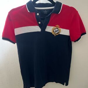 Hackett Red and Black Polo Shirt with White Stripe